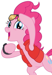 Size: 1500x2144 | Tagged: safe, artist:sketchmcreations, pinkie pie, earth pony, pony, g4, what about discord?, back to the future, bipedal, clothes, female, jacket, looking at you, march 14, mare, marty mcfly, open mouth, pi day, pinkie mcpie, simple background, smiling, solo, sunglasses, transparent background, vector, watch, wristwatch