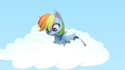 Size: 1920x1080 | Tagged: safe, screencap, rainbow dash, pony, dance dance, g4, g4.5, my little pony: stop motion short, 3d, cloud, solo, stop motion