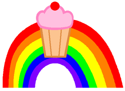 Size: 462x336 | Tagged: safe, artist:diamondbellefan25, oc, oc:cupcake rainbow, cupcake, cutie mark, food, no pony, rainbow, simple background, white background