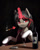 Size: 3210x3993 | Tagged: safe, artist:mrscroup, oc, oc only, oc:elusive heart, unicorn, semi-anthro, alcohol, arm hooves, bottle, cigarette, cigarette holder, clothes, dress, female, glass, high res, levitation, magic, red magic, smoking, solo, telekinesis, wine, wine bottle, wine glass