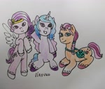 Size: 3527x3000 | Tagged: safe, artist:wrath-marionphauna, izzy moonbow, pipp petals, sunny starscout, g5, high res, traditional art
