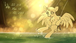 Size: 4000x2250 | Tagged: safe, artist:ls_skylight, oc, alicorn, earth pony, pegasus, pony, unicorn, any gender, any race, any species, commission, female, male, swing, swinging, water, ych example, ych sketch, your character here