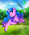 Size: 2286x2734 | Tagged: safe, artist:meqiopeach, izzy moonbow, pony, unicorn, g5, ball, blushing, bush, cloud, cute, female, grass, green background, high res, izzy's tennis ball, izzybetes, jewelry, jumping, magic, mane, mare, nature, simple background, sky, solo, sports, telekinesis, tennis, tennis ball, tennis racket, tree