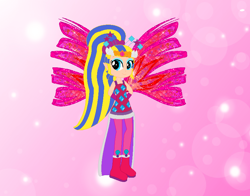 Size: 816x640 | Tagged: safe, artist:ra1nb0wk1tty, artist:selenaede, artist:user15432, fairy, human, hylian, equestria girls, g4, alternate hairstyle, barely eqg related, base used, boots, clothes, colored wings, crossover, crown, crystal sirenix, dress, equestria girls style, equestria girls-ified, fairy wings, fairyized, gradient wings, hands behind back, high heel boots, high heels, jewelry, long hair, nintendo, pink dress, pink shoes, pink wings, ponytail, princess zelda, rainbow s.r.l, regalia, shoes, sirenix, solo, sparkly wings, the legend of zelda, the legend of zelda: the wind waker, toon zelda, wings, winx, winx club, winxified