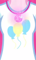 Size: 1920x3184 | Tagged: safe, screencap, pinkie pie, equestria girls, equestria girls specials, g4, my little pony equestria girls: better together, my little pony equestria girls: forgotten friendship, boobshot, breasts, busty pinkie pie, clothes, cropped, cutie mark, cutie mark on clothes, geode of sugar bombs, magical geodes, pictures of chests, tank top, transformation