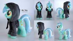 Size: 1975x1103 | Tagged: safe, artist:meplushyou, lyra heartstrings, pony, unicorn, fanfic:background pony, g4, clothes, dig the swell hoodie, hoodie, irl, photo, plushie, solo