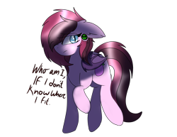 Size: 3300x2550 | Tagged: safe, artist:breebree, oc, oc only, bat pony, pony, female, high res, mare, quote, sad, simple background, solo, transparent background, vent art