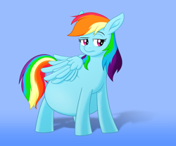 Size: 2451x2032 | Tagged: safe, artist:parturient, derpibooru exclusive, rainbow dash, pegasus, pony, g4, belly, big belly, female, hidden cutie mark, high res, mare, momma dash, preggo dash, pregnant, simple background, solo