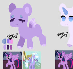 Size: 400x376 | Tagged: safe, artist:caramelbolt24, cloudchaser, twilight sparkle, oc, alicorn, pegasus, pony, unicorn, g4, abstract background, female, horn, mare, pegasus oc, screencap reference, signature, twilight sparkle (alicorn), unicorn oc