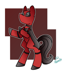 Size: 2259x2656 | Tagged: safe, artist:redpalette, oc, earth pony, pony, bipedal, clothes, costume, crossover, deadpool, earth pony oc, high res, hind legs, marvel, ponified