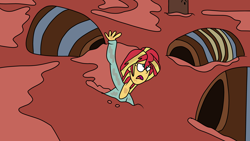 Size: 4940x2780 | Tagged: safe, artist:jadeharmony, sunset shimmer, fanfic:sunset shimmer discovers her feet, equestria girls, g4, barrel, crossover, fan fic bait, fanfic art, the little mermaid