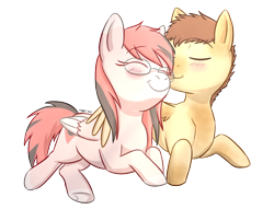 Size: 1768x1432 | Tagged: safe, artist:foxhatart, oc, oc only, oc:lolly, oc:mocha, pegasus, pony, female, glasses, lying down, male, mare, prone, simple background, stallion, transparent background
