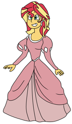 Size: 2500x4300 | Tagged: safe, artist:jadeharmony, sunset shimmer, fanfic:sunset shimmer discovers her feet, equestria girls, g4, clothes, crossover, cute, dress, dressup, fanfic, fanfic art, happy, shimmerbetes, simple background, smiling, solo, the little mermaid, transparent background