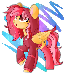 Size: 2088x2308 | Tagged: safe, artist:angelina-pax, oc, oc only, oc:cotton seams, pegasus, pony, clothes, commission, high res, hoodie, looking up, open mouth, partial background, simple background, socks, solo, transparent background, ych result