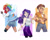 Size: 1920x1545 | Tagged: dead source, safe, artist:marshiroart, applejack, rainbow dash, rarity, human, g4, applejack's hat, clothes, cowboy hat, dark skin, denim shorts, deviantart watermark, fingerless gloves, gloves, hat, humanized, jeans, obtrusive watermark, pants, shorts, sleeveless, watermark