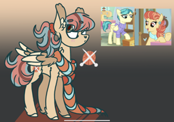 Size: 2388x1668 | Tagged: safe, artist:caramelbolt24, edit, screencap, aunt holiday, auntie lofty, oc, oc:knitted sweater, pegasus, pony, g4, the last crusade, abstract background, clothes, ear fluff, female, magical lesbian spawn, mare, offspring, parent:aunt holiday, parent:auntie lofty, parents:lofty day, pegasus oc, scarf, screencap reference, signature, wings
