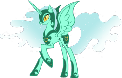 Size: 1600x1024 | Tagged: dead source, safe, artist:doctorxfizzle, lyra heartstrings, nightmare moon, alicorn, pony, g4, race swap, recolor, simple background, solo, transparent background