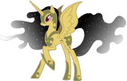 Size: 1600x1024 | Tagged: dead source, safe, artist:doctorxfizzle, daring do, nightmare moon, alicorn, pony, g4, nightmare daring do, race swap, recolor, simple background, solo, transparent background