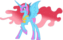Size: 1600x1024 | Tagged: dead source, safe, artist:doctorxfizzle, cup cake, nightmare moon, alicorn, pony, g4, race swap, recolor, simple background, solo, transparent background