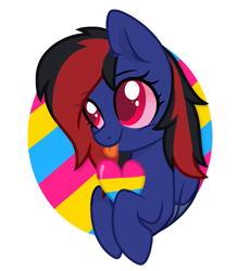 Size: 1045x1200 | Tagged: safe, alternate version, artist:froyo15sugarblast, oc, oc only, oc:mistic spirit, original species, pegasus, pony, :p, base used, cybernetic eyes, cybernetic pony, cybernetic wings, eye clipping through hair, halfbody, pansexual pride flag, pride, pride flag, remake, simple background, solo, tongue out, white background, wings