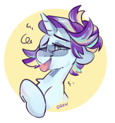 Size: 685x729 | Tagged: safe, artist:goshhhh, oc, oc only, pony, unicorn, bust, solo, tongue out