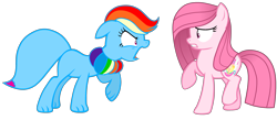 Size: 3293x1431 | Tagged: safe, artist:muhammad yunus, oc, oc only, oc:annisa trihapsari, oc:rainbow eevee, earth pony, eevee, pony, g4, angry, base used, earth pony oc, female, floppy ears, gritted teeth, mare, not pinkamena, not rainbow dash, pink body, pink hair, pokémon, rude, simple background, transparent background, vector, wide eyes