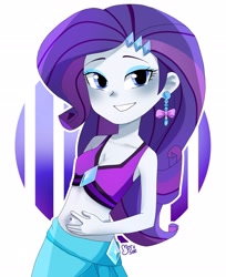 Size: 2096x2572 | Tagged: safe, artist:morusae, rarity, human, equestria girls, equestria girls series, forgotten friendship, belly button, blushing, clothes, female, fetish, navel fetish, navel play, sarong, solo, swimsuit