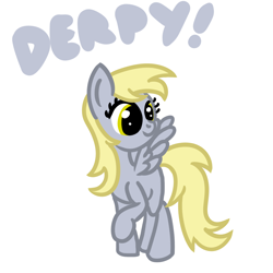 Size: 1200x1200 | Tagged: safe, artist:dafiltafish, derpy hooves, pegasus, pony, g4, simple background, solo, text, white background