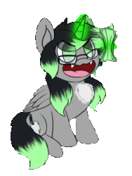 Size: 225x300 | Tagged: safe, artist:darnelg, oc, oc only, oc:tharkis, alicorn, pony, animated, fangs, glasses, money, shut up and take my money, simple background, solo, transparent background