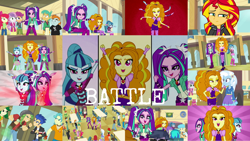 Size: 1280x722 | Tagged: safe, edit, edited screencap, editor:quoterific, screencap, adagio dazzle, apple bloom, aqua blossom, aria blaze, blueberry cake, brawly beats, bright idea, curly winds, dj pon-3, flash sentry, golden hazel, microchips, mystery mint, nolan north, normal norman, octavia melody, rose heart, sandalwood, scootaloo, scott green, snails, snips, some blue guy, sonata dusk, sophisticata, starlight, sunset shimmer, sweet leaf, sweetie belle, trixie, valhallen, vinyl scratch, watermelody, equestria girls, g4, my little pony equestria girls: rainbow rocks, angry, battle of the bands, cafeteria, cutie mark crusaders, duo, duo female, eyes closed, female, gem, gritted teeth, male, open mouth, siren gem, sitting, teeth, the dazzlings, thumbs down, trio, trio female