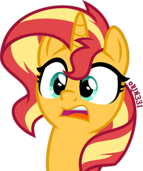 Size: 3347x4000 | Tagged: safe, artist:orin331, sunset shimmer, pony, unicorn, g4, bust, female, gasp, high res, mare, open mouth, shocked, shocked expression, simple background, solo, surprised, transparent background