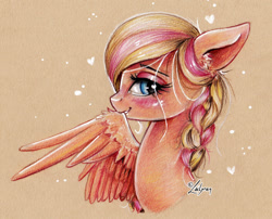 Size: 1024x828 | Tagged: safe, artist:lailyren, oc, oc only, oc:amber swirl, pegasus, pony, grooming, preening, solo