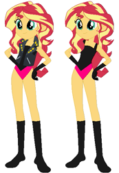 Size: 391x566 | Tagged: safe, alternate version, artist:selenaede, artist:sturk-fontaine, sunset shimmer, equestria girls, g4, 1000 hours in ms paint, base used, breasts, clothes, female, self paradox, simple background, socks, stupid sexy sunset shimmer, white background