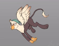 Size: 2800x2200 | Tagged: safe, artist:somber, oc, oc only, oc:grudge, griffon, bored, female, flying, griffon oc, high res, solo