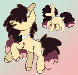 Size: 1724x1668 | Tagged: safe, artist:caramelbolt24, oc, oc only, earth pony, pony, abstract background, bowtie, colored hooves, duo, ear fluff, earth pony oc, eyes closed, hair over eyes, raised hoof, rearing, signature