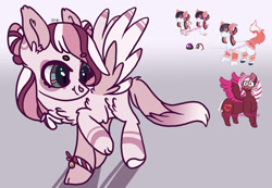 Size: 2346x1628 | Tagged: safe, artist:caramelbolt24, oc, oc only, pegasus, pony, chest fluff, female, fusion, gradient background, looking back, mare, pegasus oc, smiling, two toned wings, wings