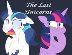 Size: 1024x787 | Tagged: safe, artist:riisusparkle, artist:shakespearicles, shining armor, twilight sparkle, alicorn, pony, unicorn, fanfic:the last unicorns, g4, author:shakespearicles, brother, brother and sister, disgusted, eyelashes, family, fanfic, fanfic art, fanfic cover, female, fimfiction, hoof on chest, hoof over mouth, horn, implied inbreeding, implied incest, inbreeding, incest, infidelity, looking, looking at each other, male, mare, nostrils, open mouth, prince, princess, pupils, royalty, shakespearicles, ship:shiningsparkle, shipping, siblings, simple background, sister, stallion, straight, text, the last unicorns, tongue out, twicest, twilight sparkle (alicorn), wall of tags, wings, xk-class end-of-the-world scenario
