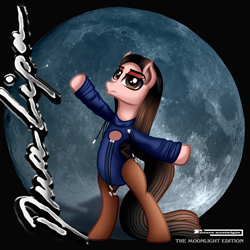Size: 1500x1500 | Tagged: safe, artist:aldobronyjdc, earth pony, pony, album cover, arms wide open, clothes, digital art, dua lipa, female, future nostalgia, looking at you, moon, ponified, ponified album cover, simple background, solo, standing up