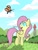 Size: 768x1024 | Tagged: safe, artist:fraciss, fluttershy, butterfly, insect, pegasus, pony, g4, female, forest, mare, missing cutie mark, no pupils, solo, tower