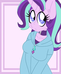 Size: 1280x1556 | Tagged: safe, artist:ladylullabystar, starlight glimmer, anthro, g4, clothes, hoodie, solo