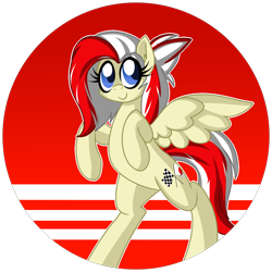 Size: 1200x1200 | Tagged: safe, artist:ladylullabystar, oc, oc only, oc:redsun, pegasus, pony, female, mare, solo, spread wings, standing on two hooves, wings