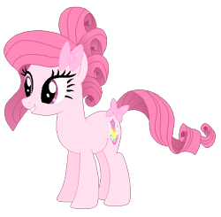 Size: 474x464 | Tagged: safe, artist:muhammad yunus, artist:selenaede, oc, oc only, oc:annisa trihapsari, earth pony, pony, g4, alternate hairstyle, base used, bow, earth pony oc, female, grin, gritted teeth, hair bow, mare, not rarity, pink body, pink hair, simple background, smiling, solo, transparent background, vector