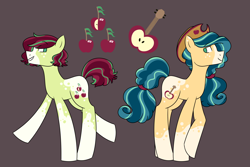 Size: 2250x1500 | Tagged: safe, artist:crayoncreates, oc, oc only, oc:cortland apple, oc:jazz apple, earth pony, pony, brothers, duo, magical lesbian spawn, male, offspring, parent:applejack, parent:coloratura, parents:rarajack, siblings