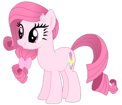 Size: 447x387 | Tagged: safe, artist:muhammad yunus, artist:selenaede, oc, oc only, oc:annisa trihapsari, earth pony, pony, g4, alternate hairstyle, base used, bow, earth pony oc, female, grin, gritted teeth, mare, not rarity, pink body, pink hair, simple background, smiling, solo, transparent background, vector