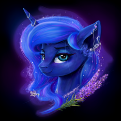 Size: 2160x2160 | Tagged: safe, artist:lailyren, princess luna, alicorn, pony, g4, bust, female, high res, jewelry, looking at you, mare, portrait, solo