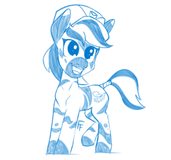 Size: 1600x1500 | Tagged: safe, artist:frecklesfanatic, oc, oc only, oc:amazon prime, zebra, female, hat, sketch