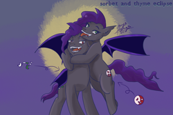 Size: 1772x1181 | Tagged: safe, artist:shacy's pagelings, oc, oc:sorbet eclipse, oc:thyme eclipse, bat pony, pony, bat pony oc, bat pony twins, brother and sister, female, male, mare, siblings, stallion, twins