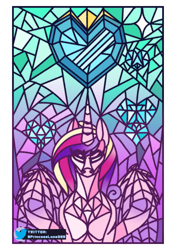 Size: 2039x2894 | Tagged: safe, artist:princessluna325, princess cadance, alicorn, pony, g4, crystal heart, heart, high res, solo, stained glass, stars