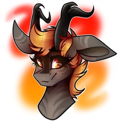 Size: 1000x1000 | Tagged: safe, artist:moshi.poni, oc, oc only, deer, deer pony, original species, pony, abstract background, antlers, bust, eyelashes, smiling, solo