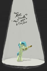Size: 900x1357 | Tagged: safe, artist:johnerose126, sandbar, earth pony, pony, g4, lidded eyes, looking at you, male, musical instrument, solo, stage light, violin